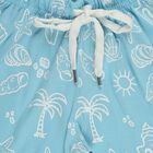 Boys' Blue Regular Fit Printed Bermuda Shorts, Light Blue, small