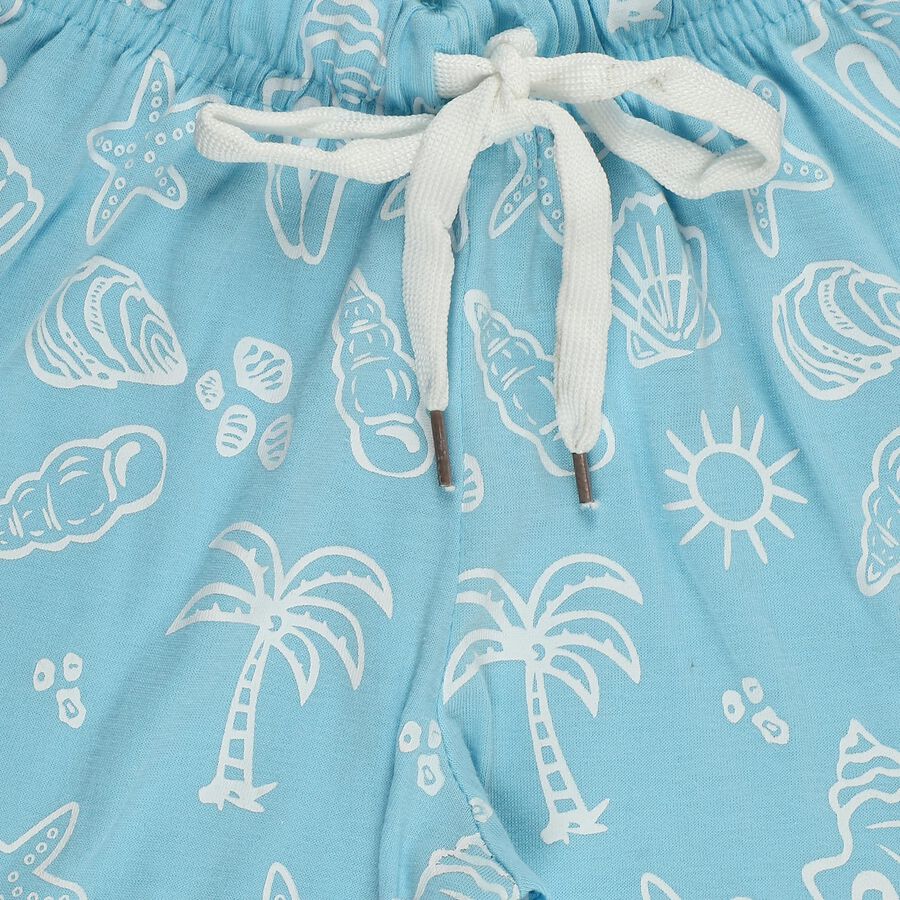 Boys' Blue Regular Fit Printed Bermuda Shorts, Light Blue, large