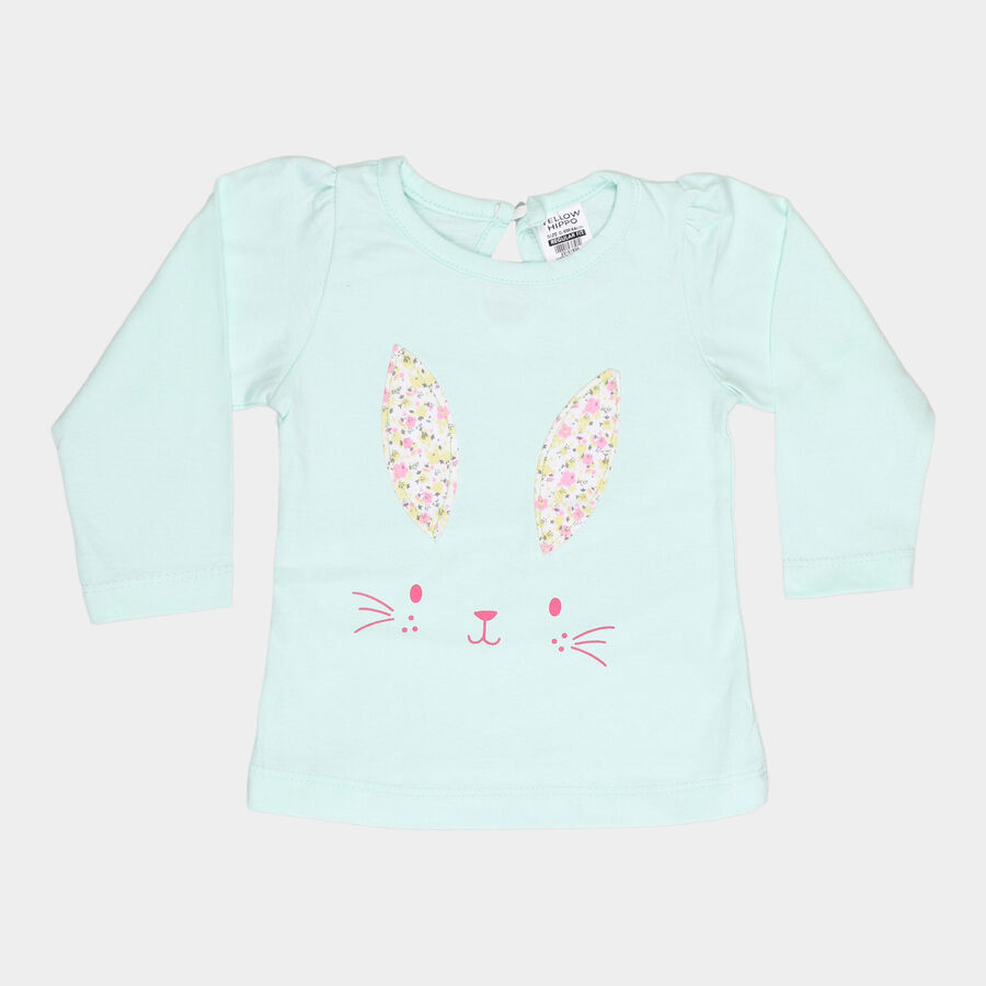 Infants Round Neck T-Shirt, Light Green, large image number null