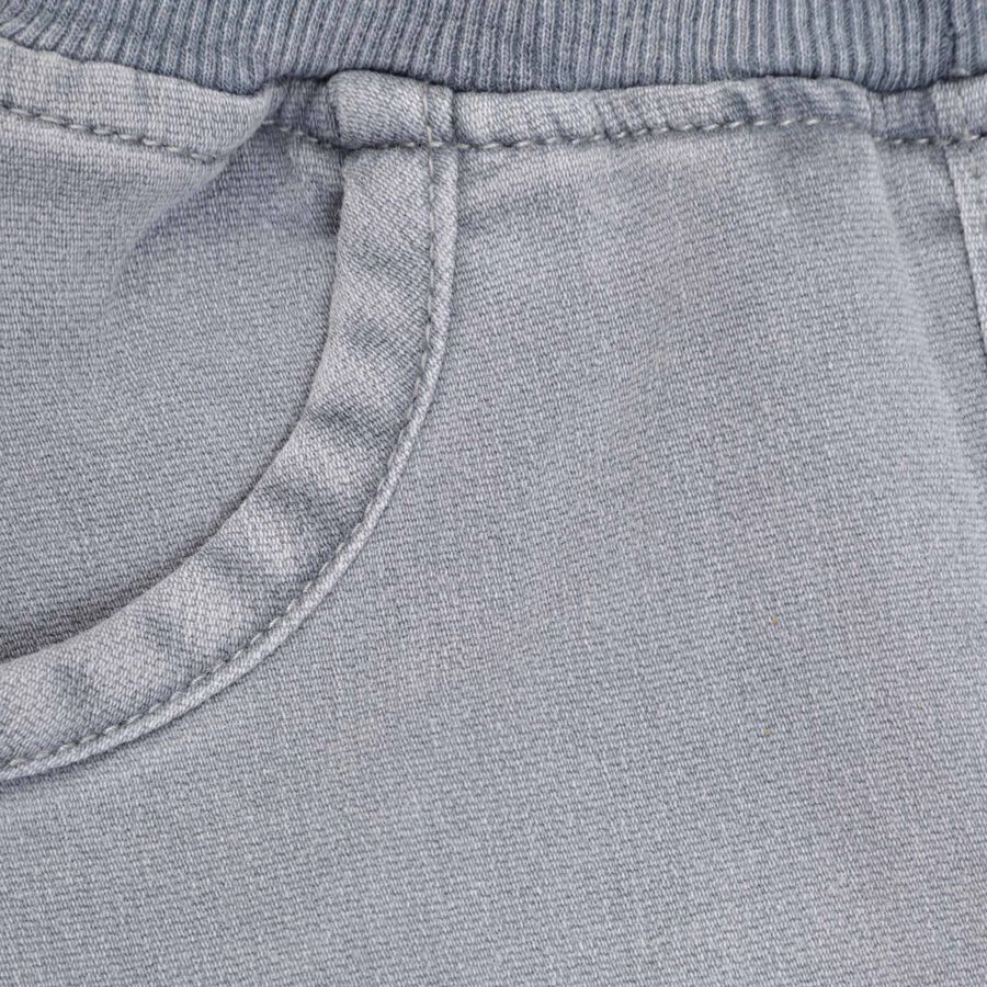 Infants Heavy Wash with Embr Rib Waist W Suspende Jeans, Light Grey, large image number null