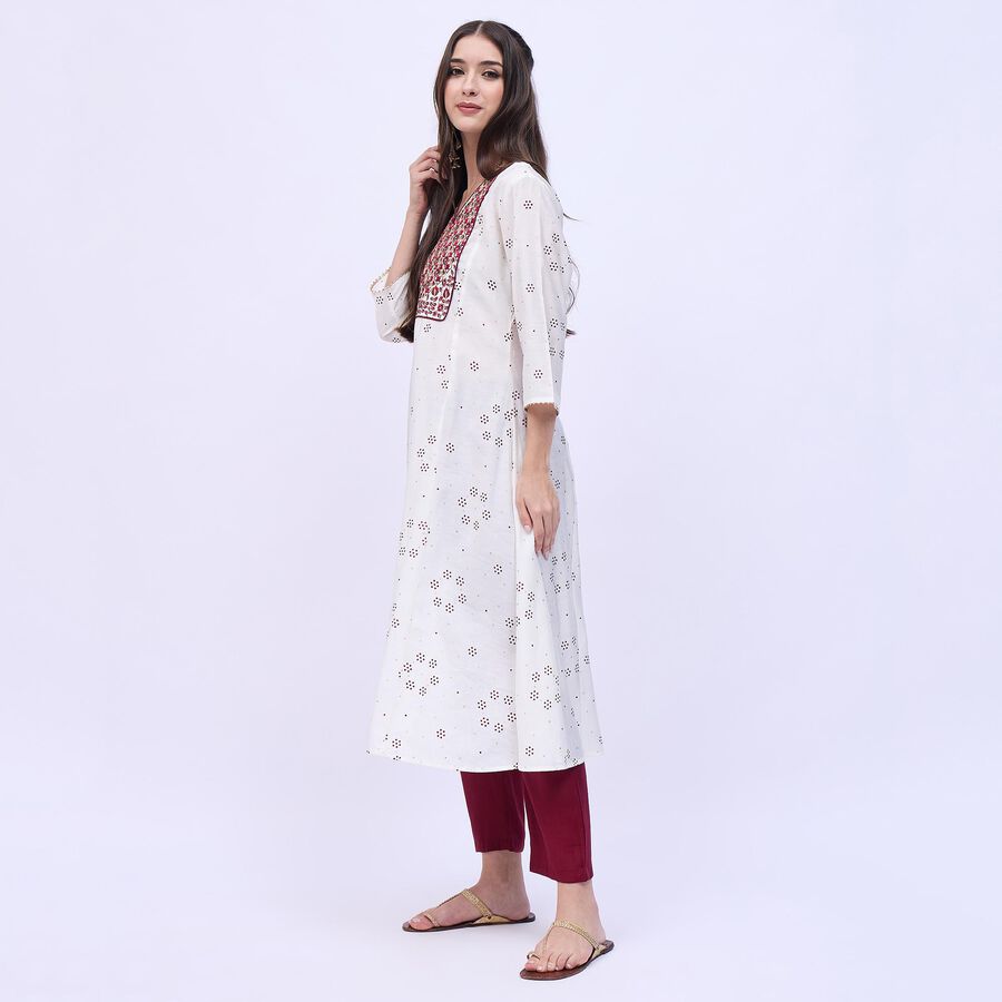 Women's Rich Ivory White Embroidered Ethnic Set, Maroon, large image number null