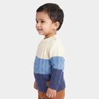 Infants' Blue Crew Neck Knitted Pullover, Mid Blue, small