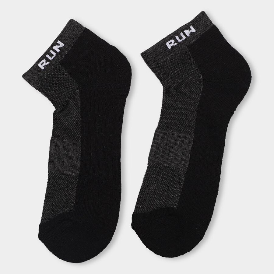 Men's Sports Socks (Pack of 3), Black, large image number null