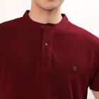 Men's Deep Burgundy Polo Collar Casual T-Shirt, Wine, small
