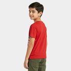 Boys Red Cotton Crew Neck Casual Half Sleeve T-Shirt, Red, small