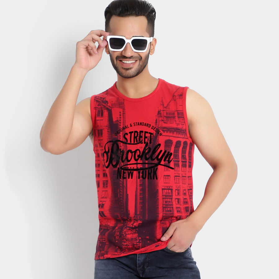 Sleeveless T-Shirt, Red, large image number null