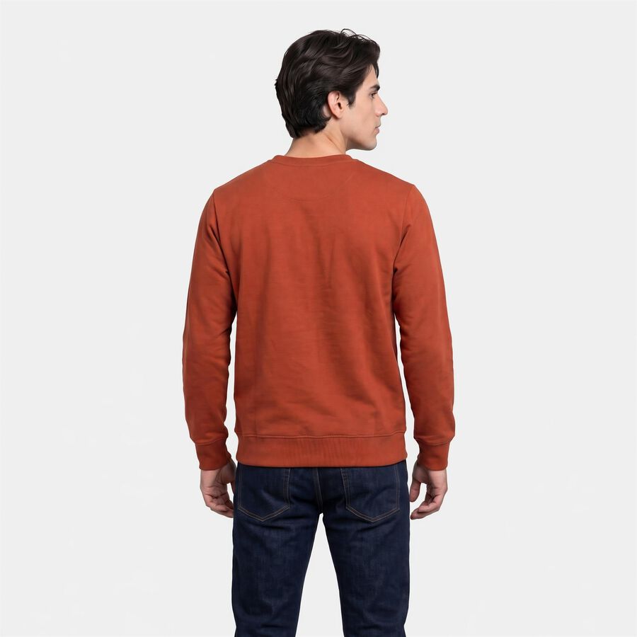 Men's Rust Crew Neck Pullover Sweatshirt, रस्ट, large