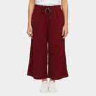 Girls' Deep Maroon Wide-Leg Textured Capri Pants, Wine, small image number null