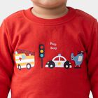 Infants' Red Round Neck Graphic Baba Suit, Red, small