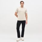 Men's Jet Black Slim Fit Flat-Front Casual Trousers, Black, small