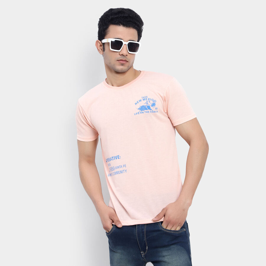 Round Neck T-Shirt, Peach, large image number null