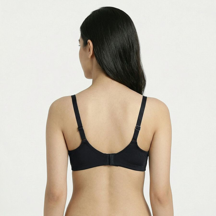 Women's Black Padded Wire-Free T-Shirt Bra, काला, large