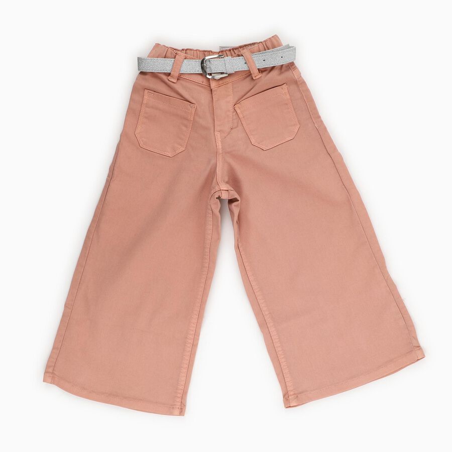 Girls' Dusty Pink Wide-Leg High Waist Jeans, हल्का गुलाबी, large image number null