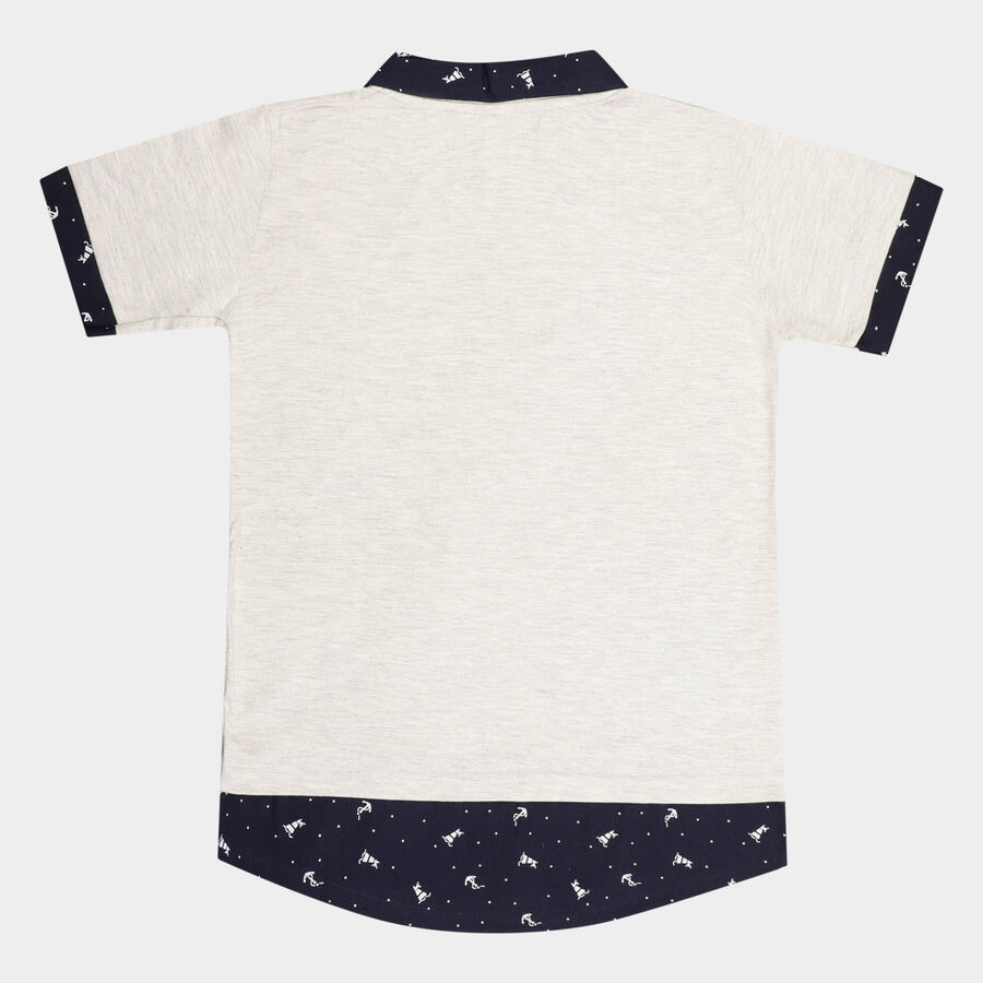 Boys All Over Print T-Shirt, Ecru Melange, large image number null
