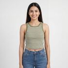 Women's Olive Round Neck Casual T-Shirt, Olive, small