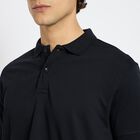 Men's 100% Cotton Collared Half Sleeves T-Shirt , Navy Blue, small