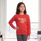 Girls' Coral Round Neck Pullover Sweatshirt, Coral, small