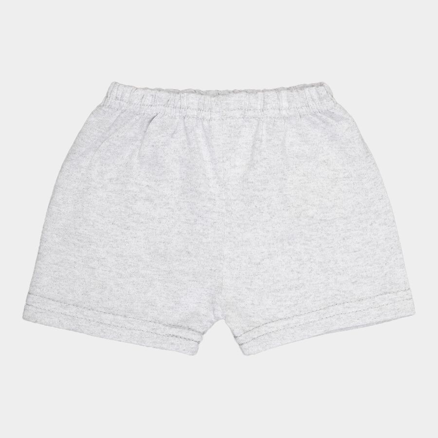 Infants Solid Elasticated Half Pant, Melange Light Grey, large image number null