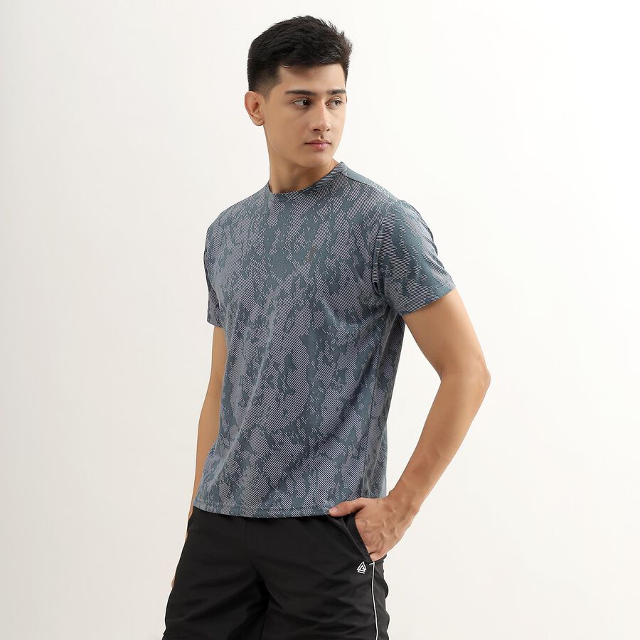 Men's Dark Slate Blue Crew Neck Drifit Tee Shirt, गहरा नीला, large image number null