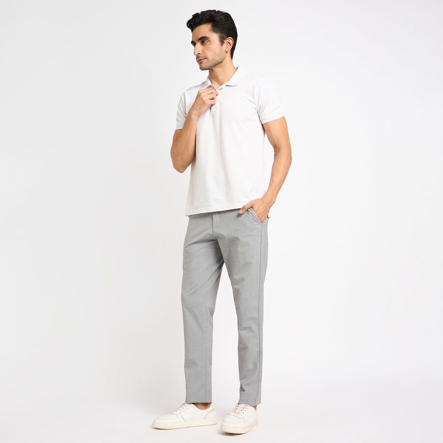 Men's Slim Fit Casual Trousers , हल्का ग्रे, large image number null