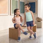 Girls' Peach Cotton Square Neck Sleeveless Vest, हल्का गुलाबी, small