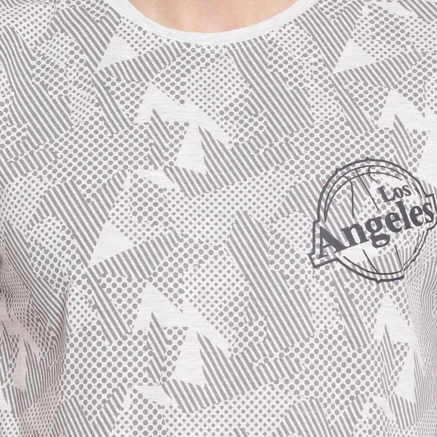 Solid Round Neck T-Shirt, Melange Light Grey, large image number null