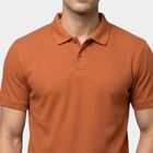 Men's Rust Polo Neck Solid Polo T-Shirt, रस्ट, small