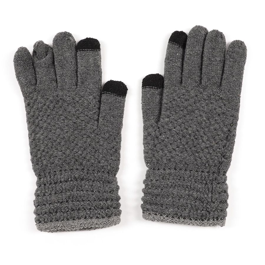 Men's Gloves, मिश्रित मध्यम ग्रे, large