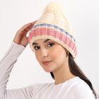 Women's Cream Knitted Pom-Pom Winter Cap, ऑफ व्हाइट, small image number null