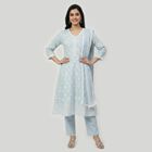 Women's Light Blue Embroidered Ethnic Set, हल्का नीला, small