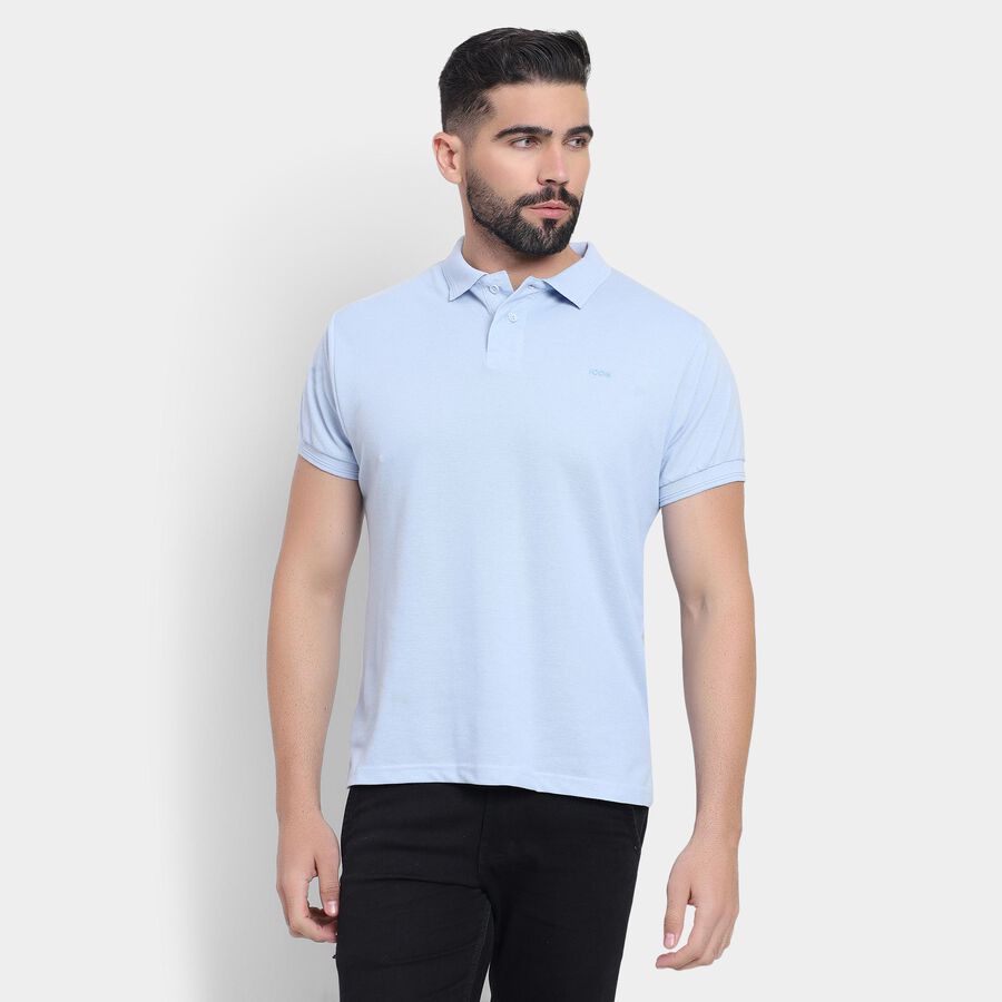 Men's Collared Half Sleeves T-Shirt, Light Blue, large image number null