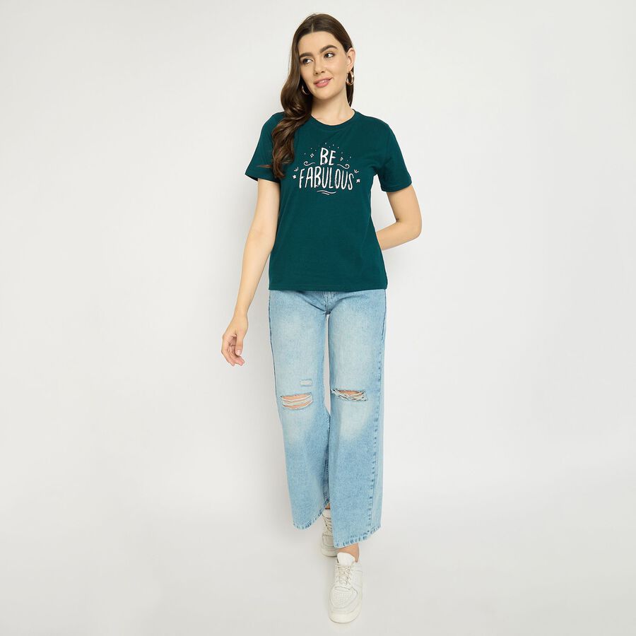 Ladies' Round Neck T-Shirt, Dark Green, large image number null