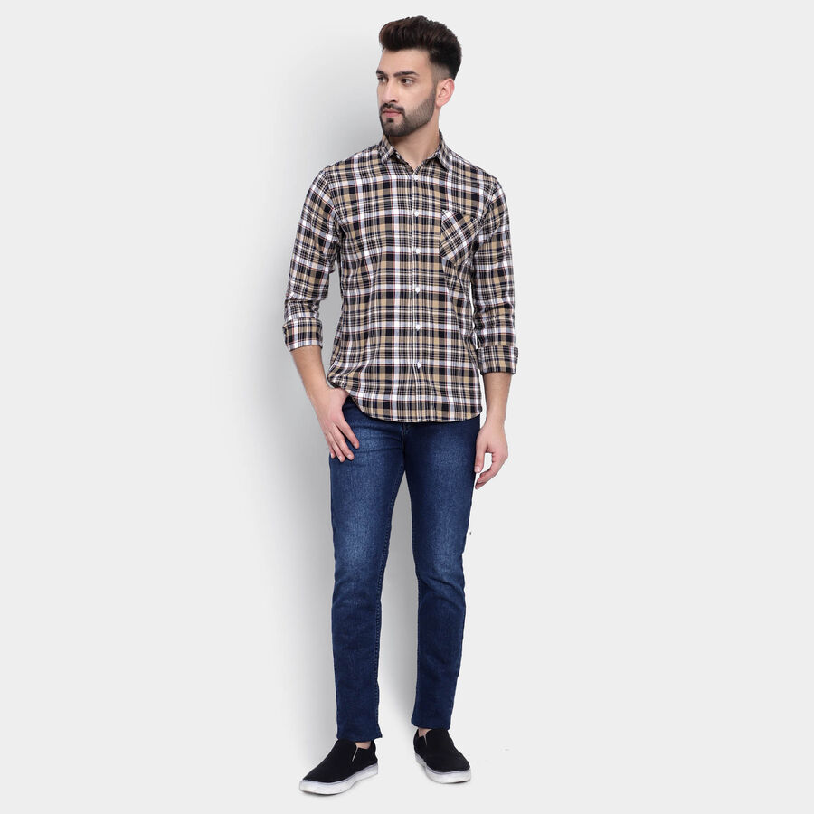 Cotton Checks Casual Shirt, Yellow, large image number null