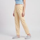 Women's Beige Straight Fit Geometric Printed Lounge Pyjama, गहरा पीला, small