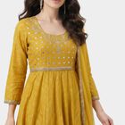 Women's Mustard Embroidered Ethnic Set, Mustard, small
