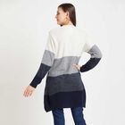 Stripes Round Neck Cardigan, Navy Blue, small image number null