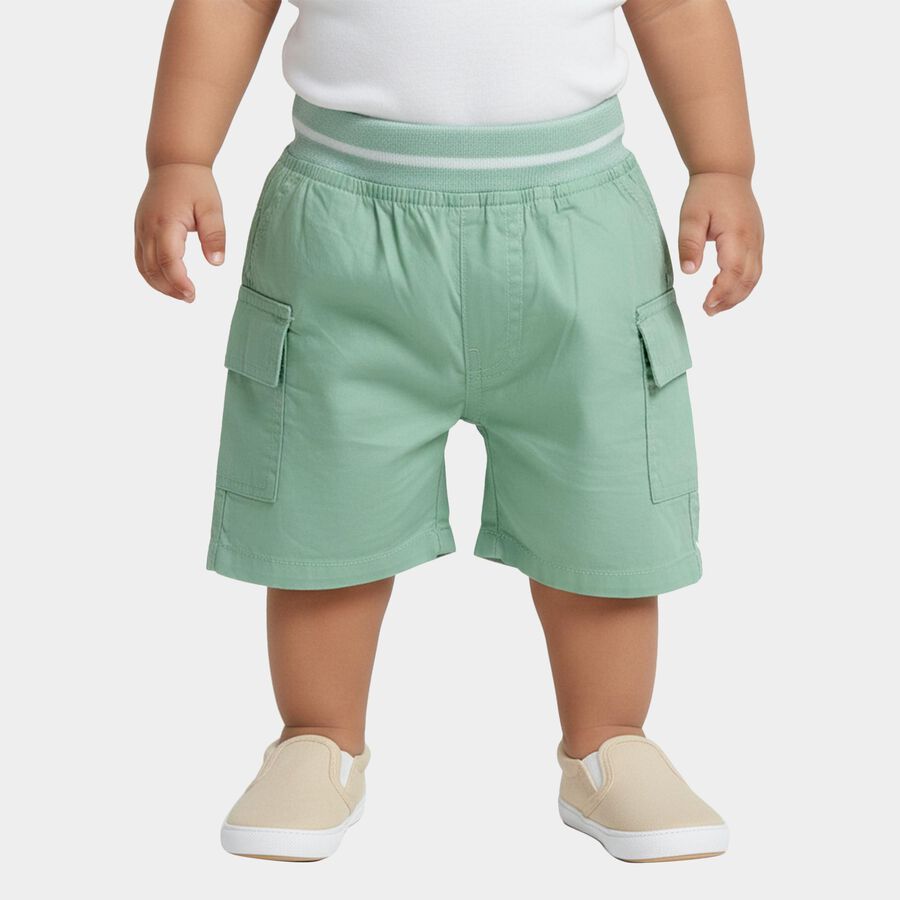 Infants' Mint Green Regular Fit Cargo Half Pant, Light Green, large