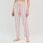 Women's Pink and White Striped Cotton Blend Pyjama, सफ़ेद, small image number null