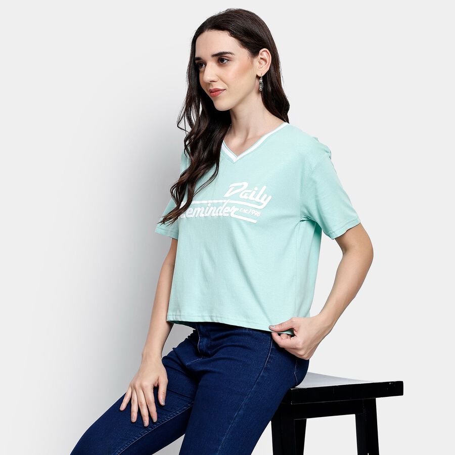 Ladies' 100% Cotton Crop  Top, हल्का हरा, large image number null