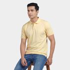 Men's Yellow Cotton Polo Neck Classic T-Shirt, Yellow, small