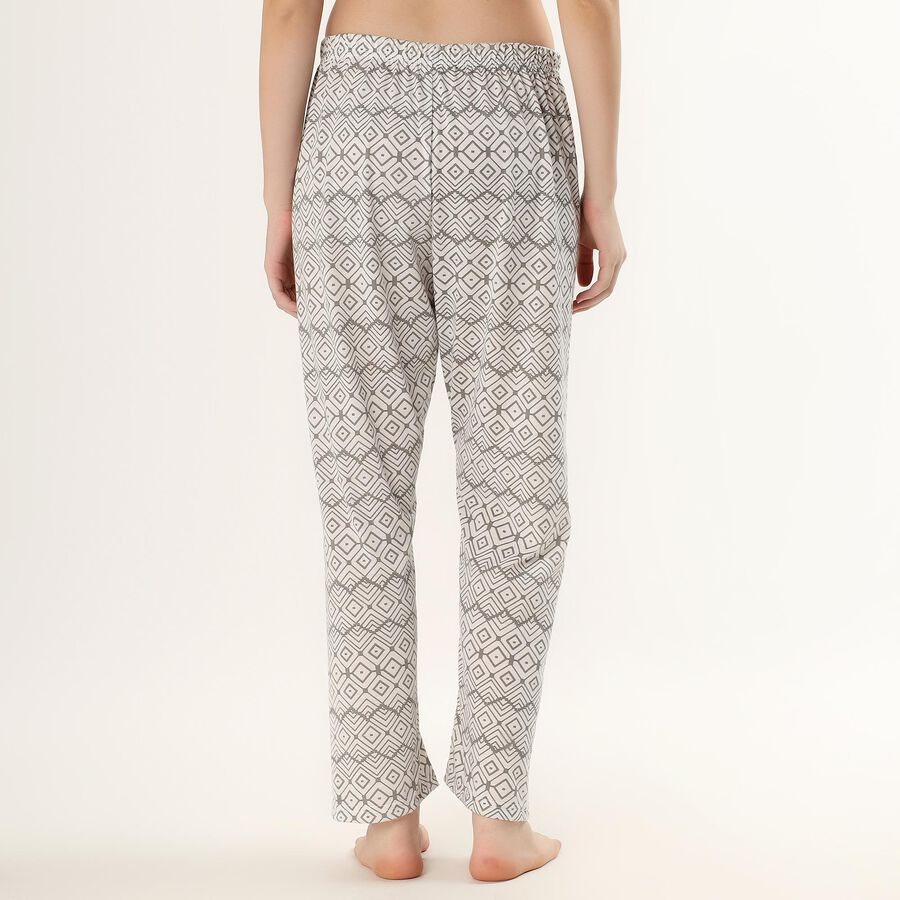 Women's Muted Grey Geometric Printed Full-Length Pyjama, Light Grey, large