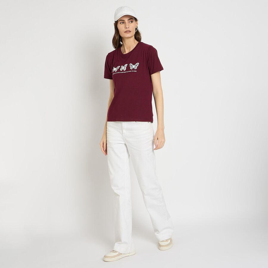 Ladies' Round Neck T-Shirt , Wine, large image number null