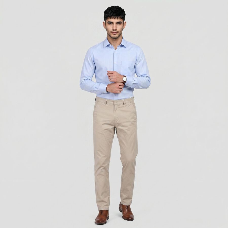 Men's Silver Slim Fit Chino Casual Trousers, Silver, large