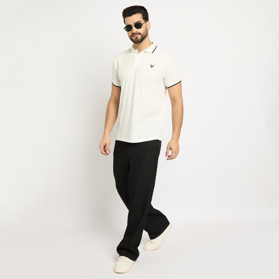Men's Collared Half Sleeves T-Shirt , White, large image number null