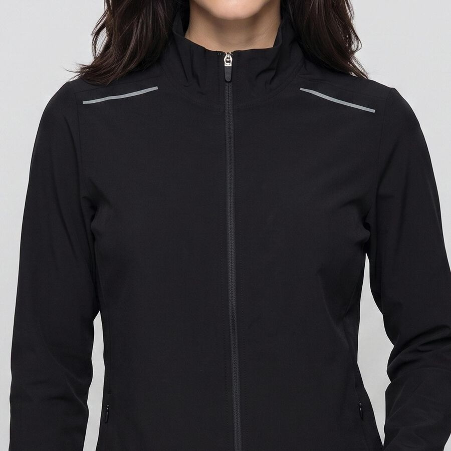 Women's Black Stand Collar Windbreaker Jacket, Black, large