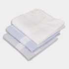 Men's White and Light Blue Checked Pack of 3 Handkerchief, Light Blue, small