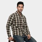 Men's Brown Cotton Casual Shirt, Brown, small