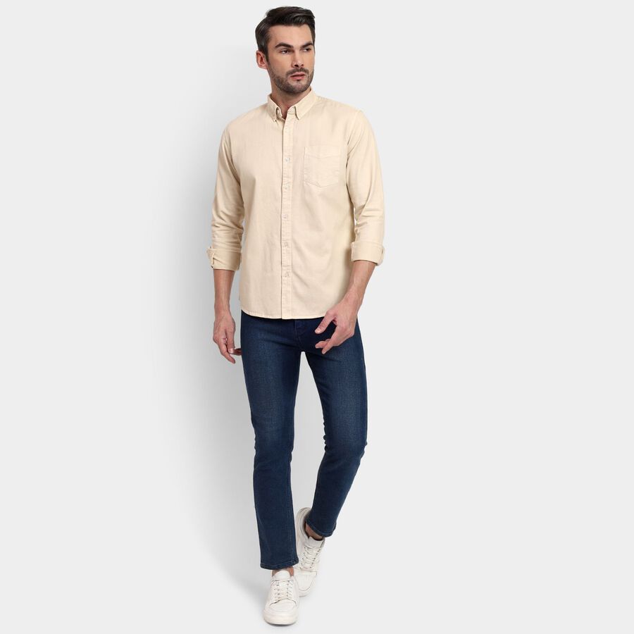Men's 100% Cotton Casual Shirt , Beige, large image number null
