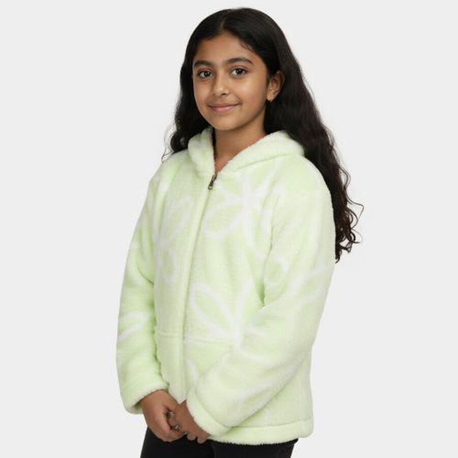 Girls Light Mint Green Hooded Casual Sweatshirt, हल्का हरा, large image number null