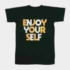 Boys Green Round Neck Casual Boys T-Shirt, गहरा हरा, small